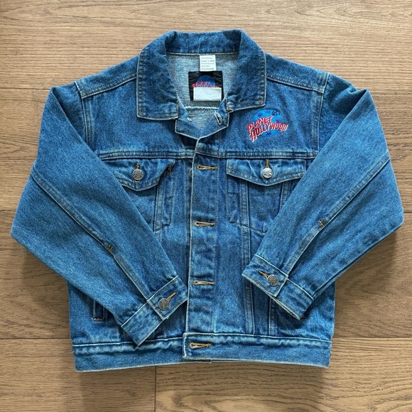 Planet Hollywood Vintage Embroidered Kids Denim Jacket - Youth Size M - Denim - Picture 4 of 8